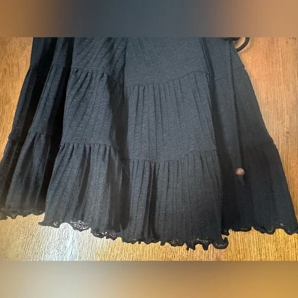 J Valdi Black Bikini Coverup Skirt Pool Beach Cover Sheer Adjustable Tie Sz S - Picture 2 of 8